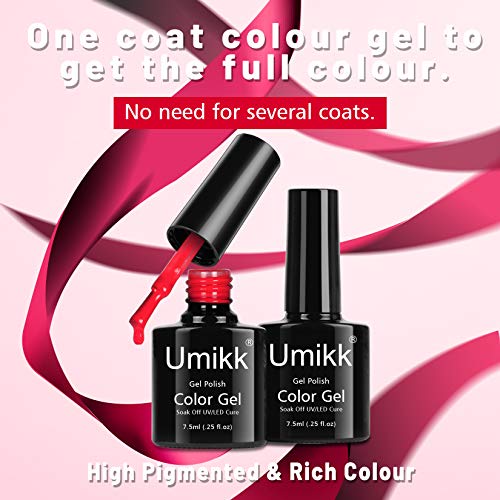 Umikk Juego de esmaltes en gel para uñas 6 colores pastel coral verde rosa, amarillo morado azul primavera verano color 7,5 ml remojo de UV LED cura para uñas manicura pedicura