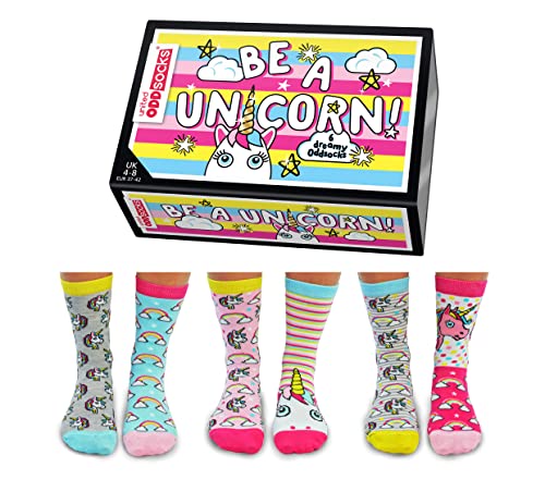 United Oddsocks - Caja de 6 calcetines desparecados mulicolores - Femmes Licorne Chaussette- Be A Unicorn(multicolor), talla EU 37-42