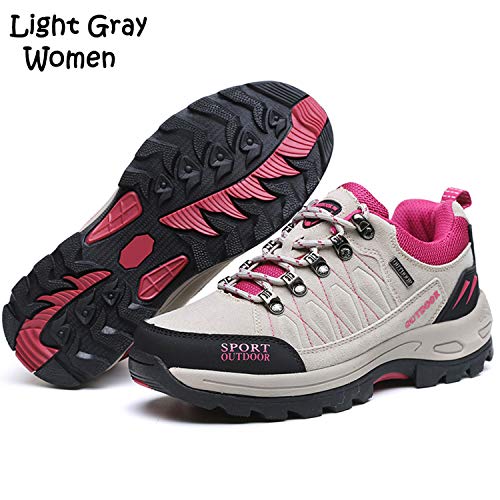Unitysow Zapatillas de Senderismo Hombres Al Aire Libre Zapatillas de Trekking Impermeables Zapatillas de Montaña Botas de Senderismo Antideslizantes Camping Escalada Sneakers,Gris Claro,EU36