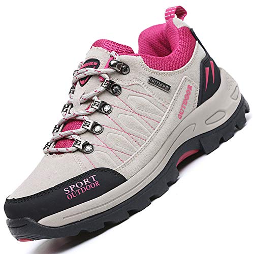 Unitysow Zapatillas de Senderismo Hombres Al Aire Libre Zapatillas de Trekking Impermeables Zapatillas de Montaña Botas de Senderismo Antideslizantes Camping Escalada Sneakers,Gris Claro,EU36