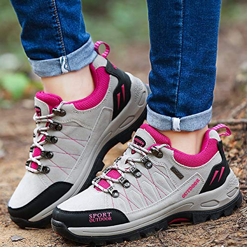 Unitysow Zapatillas de Senderismo Hombres Al Aire Libre Zapatillas de Trekking Impermeables Zapatillas de Montaña Botas de Senderismo Antideslizantes Camping Escalada Sneakers,Gris Claro,EU36