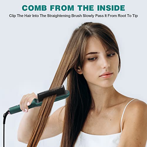 URAQT Cepillo Alisador de Pelo, PTC Calefacción Rápido Peine Alisador de Cabello Cerámica, Anti Escaldaduras Planchas para El Pelo, Cepillo Eléctrico Alisador de Pelo con 17 niveles de calor