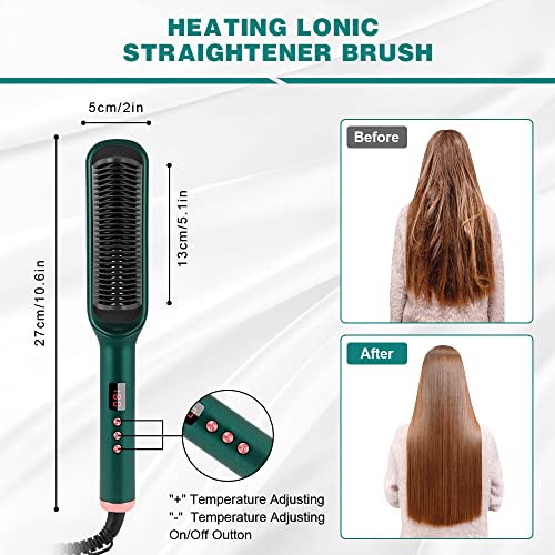 URAQT Cepillo Alisador de Pelo, PTC Calefacción Rápido Peine Alisador de Cabello Cerámica, Anti Escaldaduras Planchas para El Pelo, Cepillo Eléctrico Alisador de Pelo con 17 niveles de calor