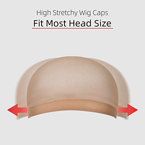 URAQT Gorras de Peluca, 4 Piezas Redecillas Casquillo de Peluca de Nylon, Desnudo Beige Natural y Negro Malla,Transpirable, Cómodo, de Extremo Cerrado, Taza para El Cabello para Mujeres y Hombres