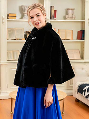 Ushiny - Chal de piel sintética para bodas invernales, estola y bufanda de pelo para mujeres y niñas