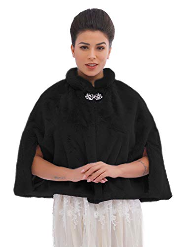 Ushiny - Chal de piel sintética para bodas invernales, estola y bufanda de pelo para mujeres y niñas