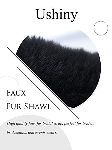 Ushiny - Chal de piel sintética para bodas invernales, estola y bufanda de pelo para mujeres y niñas