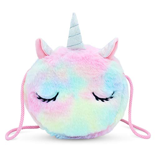 VAMY kids Bolso Unicornio de felpa para niñas pequeñas. Tamaño 17 x 17 x 4 cm