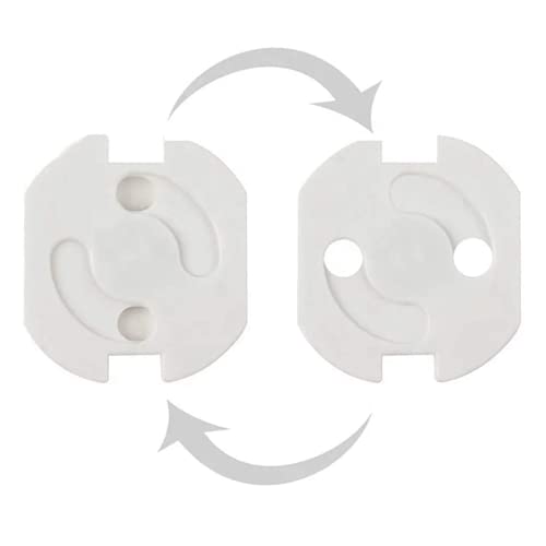 VegMai®[10 Unidades] Protector Enchufes Seguridad Infantil Con Mecanismo De Giro Y Adhesivo 3M Ideal Para Bebes Niños Y Pequeños En El Hogar [Tapas Color Blanco] Schuko Europeo