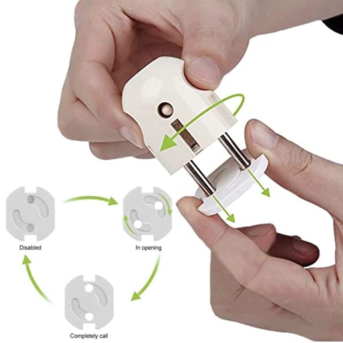 VegMai®[10 Unidades] Protector Enchufes Seguridad Infantil Con Mecanismo De Giro Y Adhesivo 3M Ideal Para Bebes Niños Y Pequeños En El Hogar [Tapas Color Blanco] Schuko Europeo