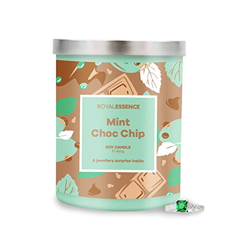 Vela Royal Essence Mint Choc Chip (joya sorpresa de plata de ley 925 valorada en £ 50 a £ 3000) Tamaño del anillo 9