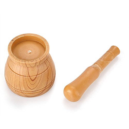 Venta loca Juego de mortero y mortero, tazón de madera para amoladora de mano de cocina para triturar y moler hierbas de ajo, etc.
