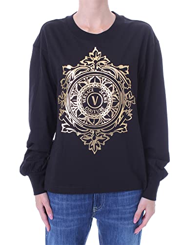 Versace 71HAHF05 CJ00F Camiseta Manga Larga Mujer Oro Negro M