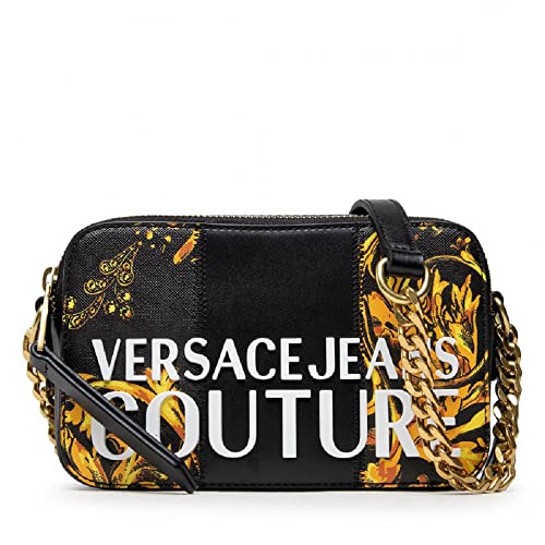 VERSACE JEANS COUTURE Bolso con bandolera negro con logotipo blanco