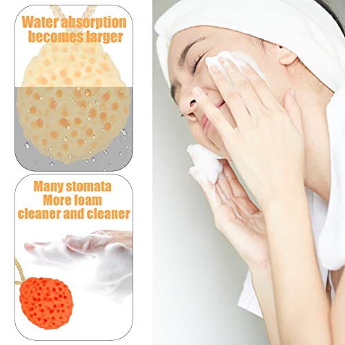 Vesaneae 3 Piezas Esponja de Baño Suave, Esponja de Ducha Corporal, Esponja Exfoliantes, Esponja Hidrofílica, Esponjas de Luffa, Esponjas de Masaje para Niños Hombres Mujeres(Amarillo+Naranja+Verde)