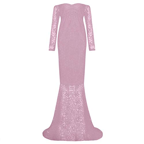 Vestido de embarazo de fotografía elegante, vestido largo de encaje de manga corta para mujer, vestido de boda, fiesta, ceremonia S-XL Manches Longues Violettes. S