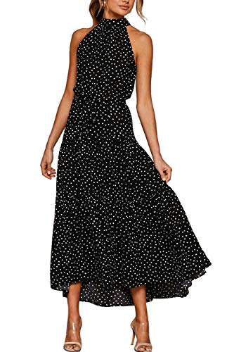 Vestido Mujer Bohemio Largo Verano Playa Fiesta Floral/Polka Dot Maxi Vestidos Cóctel Falda Larga con Cinturón Tienda Online De XL