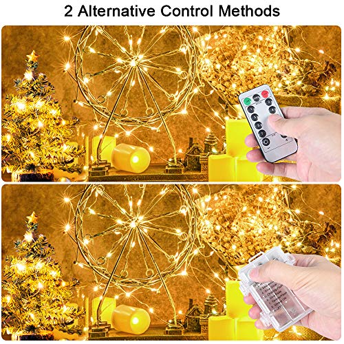 Vicloon Luces LED Exterior, 2Pcs Cadena de Luces LED Impermeable 10M/100 LED, Blanco Cálido Interiores o Exteriores, Decorar para Carnaval,Casa,Navidad,Boda,Halloween y Todas Fiestas
