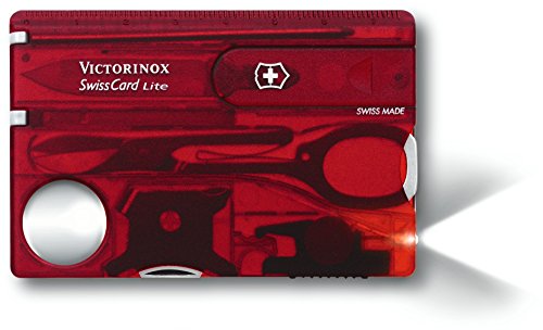 Victorinox Swisscard Lite, color Rojo Transparente en Blíster, Led Blanco