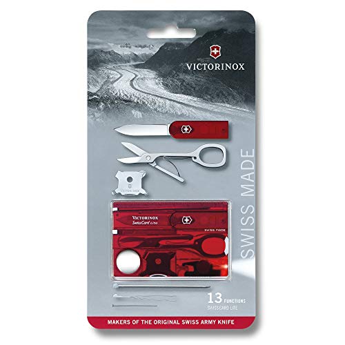 Victorinox Swisscard Lite, color Rojo Transparente en Blíster, Led Blanco