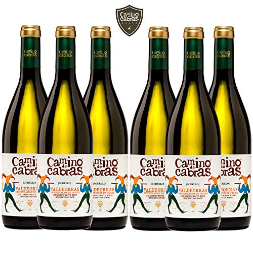 Vino Blanco Godello Valdeorras |Vinos buenos para Regalar | Caja Vino Gallego | Producto Gourmet | Pack Regalo Vino | 6 Botellass x 750 ml CAMINO DE CABRAS | Regalo original Hombre & Mujer