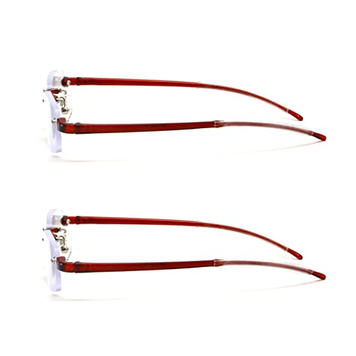 Viseng 2 Gafas de lectura mujer, sin marco, anti-luz azul, gafas de lectura ultraligeras, lector portátil rojo+1.5