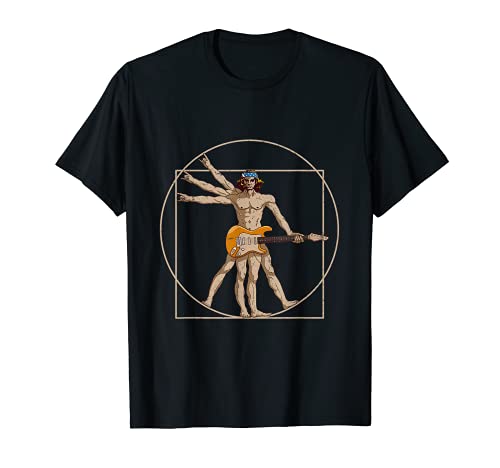 Vitruvian Hombre Tocando Guitarra Da Vinci Guitarrista Música Amante Camiseta