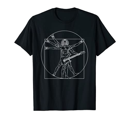 Vitruvian Man Guitar Music Player Da Vinci Guitarist Rocker Camiseta