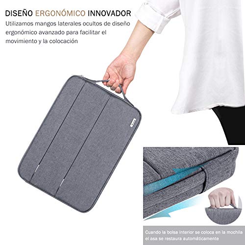 Voova 14-15.6 Pulgadas Funda para Portátil con Asa, Impermeable Maletín Ordenador Compatible con Macbook Pro 15/16, Surface Laptop 3 15, DELL XPS 15, HP Pavilion, Lenovo Acer ASUS Chromebook, Gris