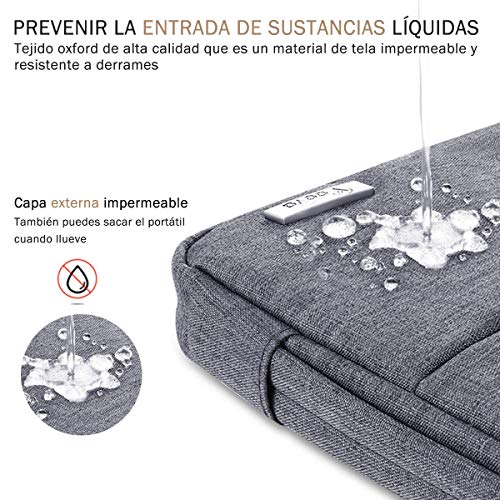 Voova 14-15.6 Pulgadas Funda para Portátil con Asa, Impermeable Maletín Ordenador Compatible con Macbook Pro 15/16, Surface Laptop 3 15, DELL XPS 15, HP Pavilion, Lenovo Acer ASUS Chromebook, Gris