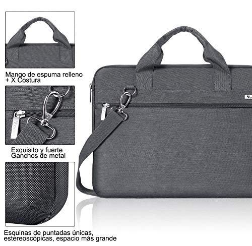 Voova Protectora de 360 Maletin Funda Portatil 14-15.6 Pulgada, Bolsa Ordenador portatil Impermeable Compatible con Macbook Pro 15/16 2020, DELL XPS 15, HP Pavilion, Acer ASUS Chromebook, Gris