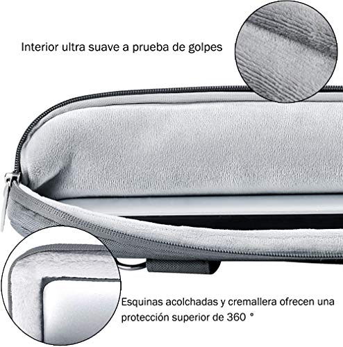 Voova Protectora de 360 Maletin Funda Portatil 14-15.6 Pulgada, Bolsa Ordenador portatil Impermeable Compatible con Macbook Pro 15/16 2020, DELL XPS 15, HP Pavilion, Acer ASUS Chromebook, Gris