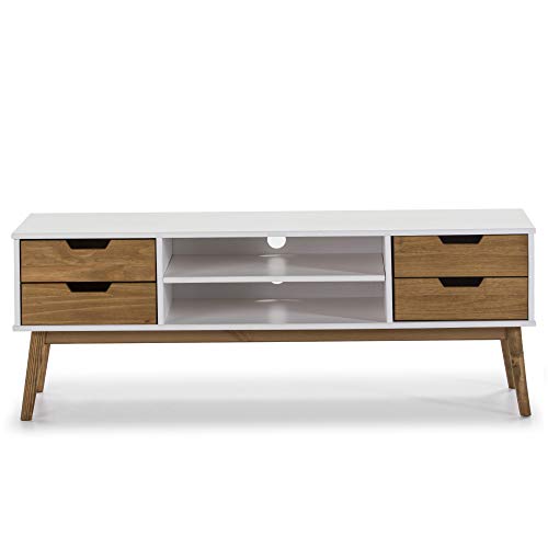 VS Venta-stock Mueble TV Java 1 Puerta y 2 cajones Blanco/Cera