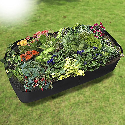 Warooma Cama de jardín de tela rectangular transpirable contenedor de siembra bolsa de cultivo durable flor vegetal plantador cama levantada 3 pies de largo x 6 pies de ancho (negro)