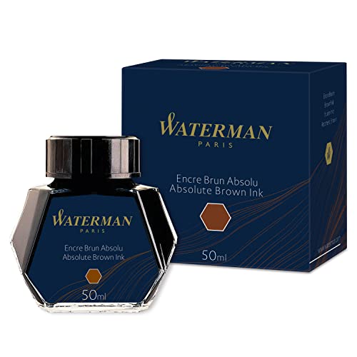 Waterman tinta para pluma estilográfica, marrón absoluto, frasco de 50 ml