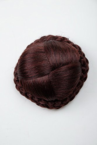 WIG ME UP- N796-2+33/35M Postizo cuidadosamente trenzado, moño con trenza, pelo con moño, folclórico, mezcla caoba castaño rojizo
