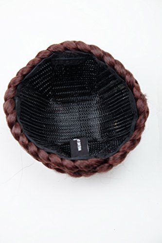 WIG ME UP- N796-2+33/35M Postizo cuidadosamente trenzado, moño con trenza, pelo con moño, folclórico, mezcla caoba castaño rojizo