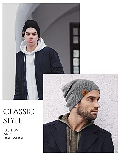 Wmcaps Gorro Hombre, Gorros de Punto Hombre Mujer Unisex Slouch Cráneo Sombreros, Diseño Clásico Moderno y Suave (Gris)