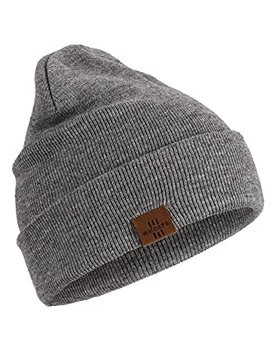Wmcaps Gorro Hombre, Gorros de Punto Hombre Mujer Unisex Slouch Cráneo Sombreros, Diseño Clásico Moderno y Suave (Gris)