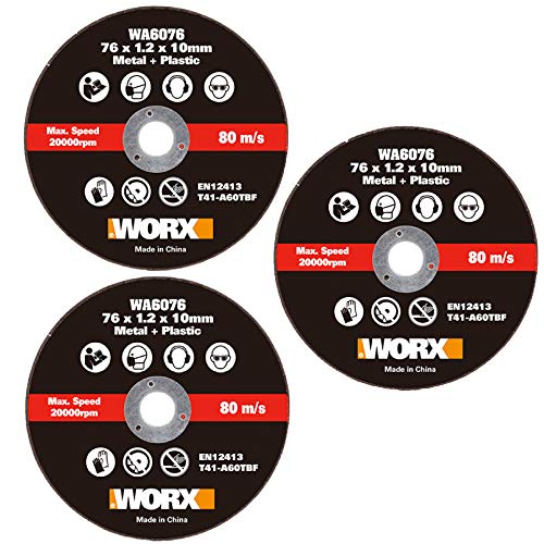 WORX WA6076.3 X3 - Cuchillas de corte de metal para cortadora WX801 (76 mm)