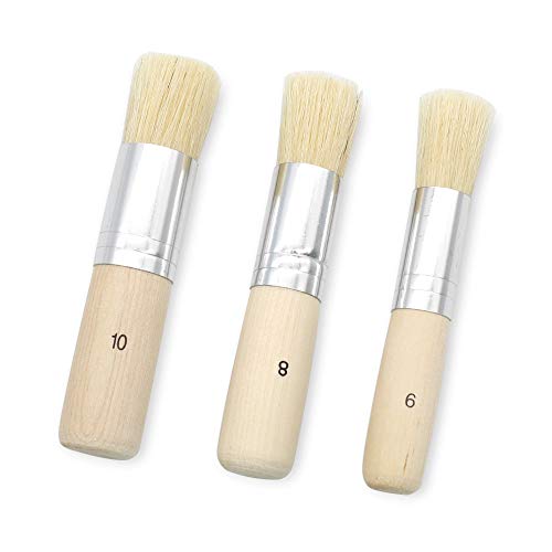 YapitHome 3 Piezas Pinceles De Cerdas Naturales Pinceles De Plantilla Trazos De Pincel De Cerdas Uso Para Pintura De Acuarela, Proyecto De Plantilla, Decoración Del Hogar, Etc. (13.5/16 / 18mm)