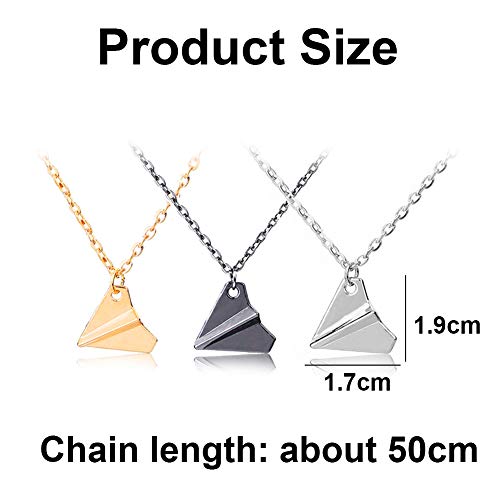 YGCHEN Collar Avión de Papel Plata Collar con Colgante Mujer Joyería de Aleación Necklace Set para Cumpleaños, Halloween, Navidad, San Valentín Regalos
