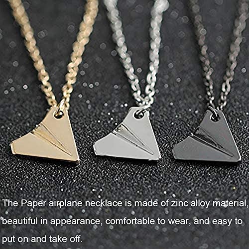 YGCHEN Collar Avión de Papel Plata Collar con Colgante Mujer Joyería de Aleación Necklace Set para Cumpleaños, Halloween, Navidad, San Valentín Regalos