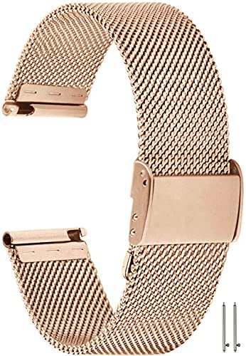 YGRY Correa de Reloj para Reloj Inteligente, Metal Watch Strap de Malla de Acero Inoxidable de 18 mm / 20 mm / 22 mm Pulseras de Repuesto de liberación rápida para Hombres y Mujeres (22 mm, Oro Rosa)