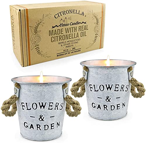 Yinuo Mirror Citronella Velas Perfumadas Paquete de 2, Velas Perfumadas de Cubo de Cera de Soja Natural de 430g, Juego de Regalo para Interiores o Exteriores, Jardín, Patio, Picnic para Acampar