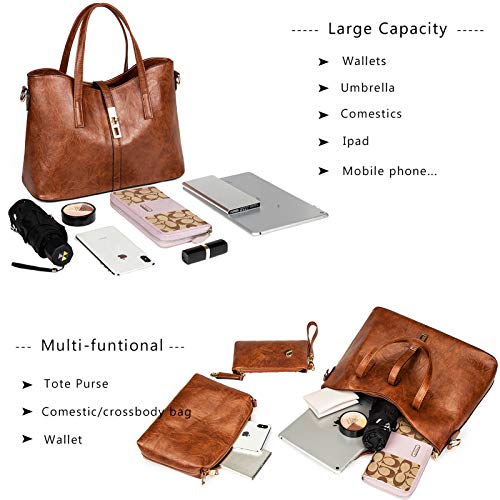 YNIQUE Bolsos de Mujer Bolso Bandolera Tote Totalizador Señoras Moda Grande De Hombro Bolsos PU Cuero Billetera 3pcs Set