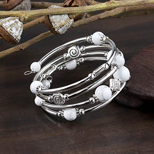 YooAi Pulsera Wrap Bracelet Bohemian Beaded Bracelet Multicolor Turquoise Elastic Stackable Colgante Pulsera para Mujer (WhiteTurquoise)