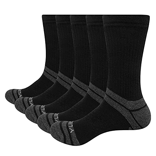 YUEDGE 5 Pares Hombres Senderismo Calcetines para Trekking Transpirable Anti-ampollas, Alto Rendimiento (L)