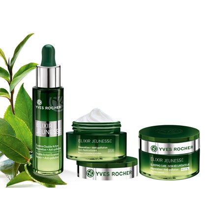 Yves Rocher Elixir JEUNESSE - Set de cuidado facial Detox contra las influencias ambientales, con cuidado de día y noche y sérum reparador