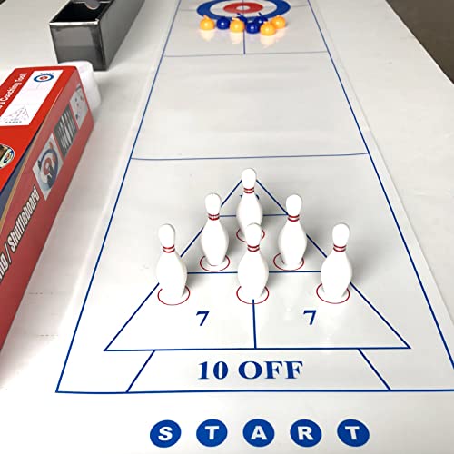 YZILXY Juego De Curling De Mesa - Tapete De Juegos De Bolos De Mesa 3 En 1 para Adultos, Niños Y Familias Diversión - para Almacenamiento Compacto En Interiores O Viajes a Partir De 6 Años